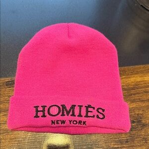Homies New York Pink Rib Knit Beanie